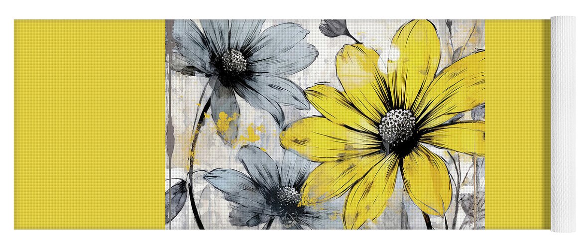 Daisy Flowers Yoga Mat featuring the painting Cheeful Daisies by Tina LeCour