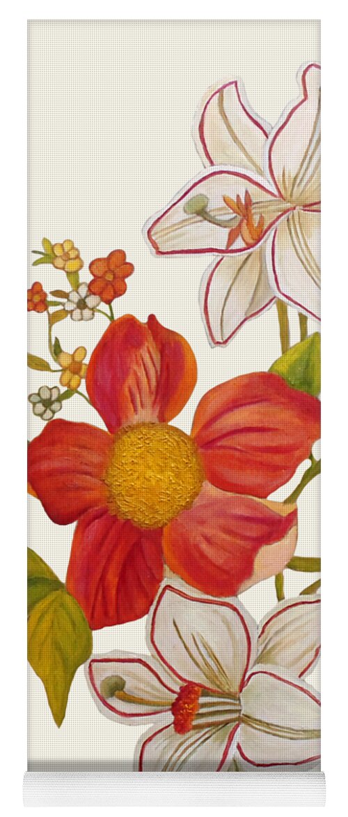 Lilies Yoga Mat featuring the painting Cheering Up Your Day I by Angeles M Pomata