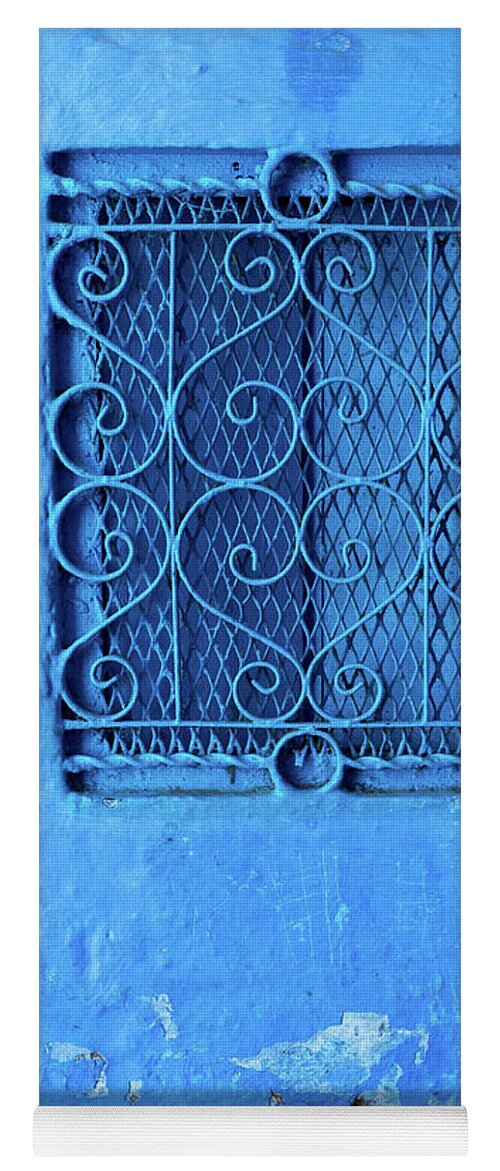 Chefchaouen Yoga Mat featuring the photograph Chefchaouen Window Grille 02 by Rick Piper Photography