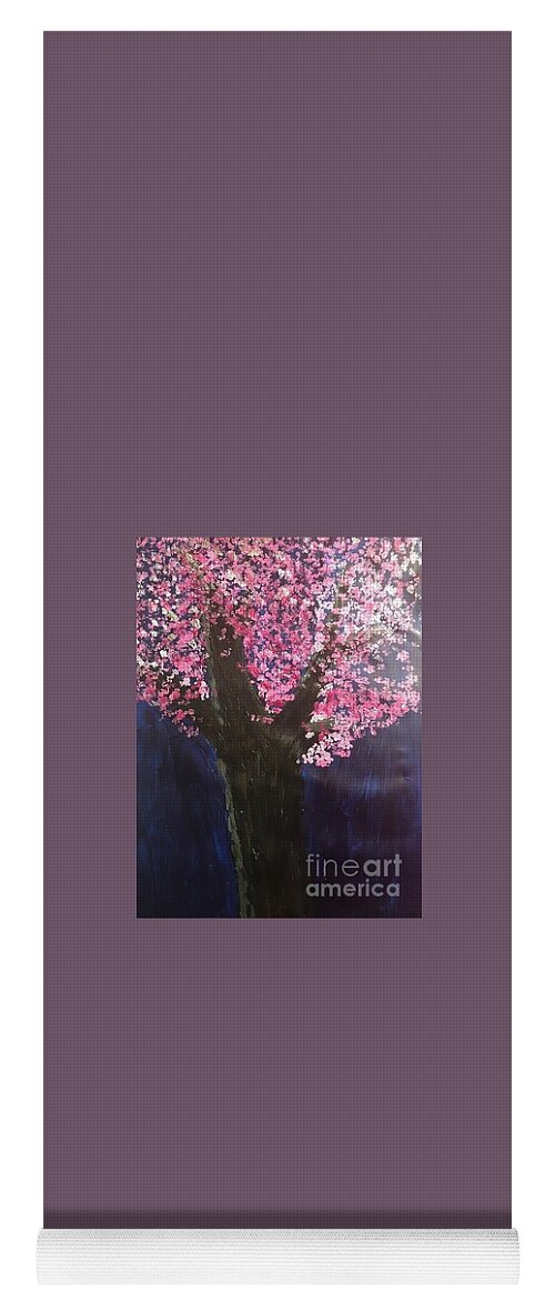 Cherry Blossoms Joy Colour Life Tree Renewal Friendship Yoga Mat featuring the painting Cherry Blossoms by Nina Jatania