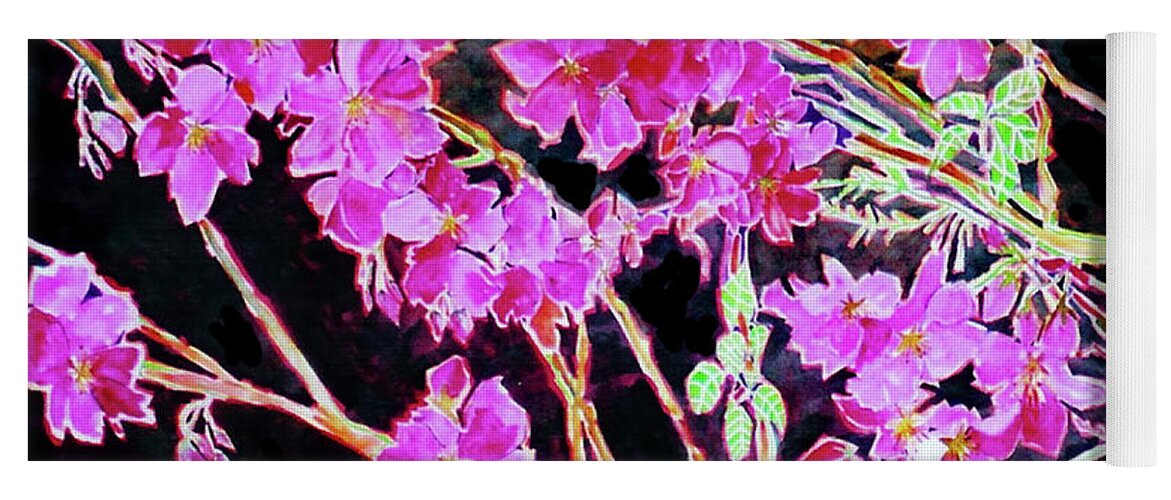 Cherry Blossoms Yoga Mat featuring the painting Cherry Tree Revisited by Karen Merry