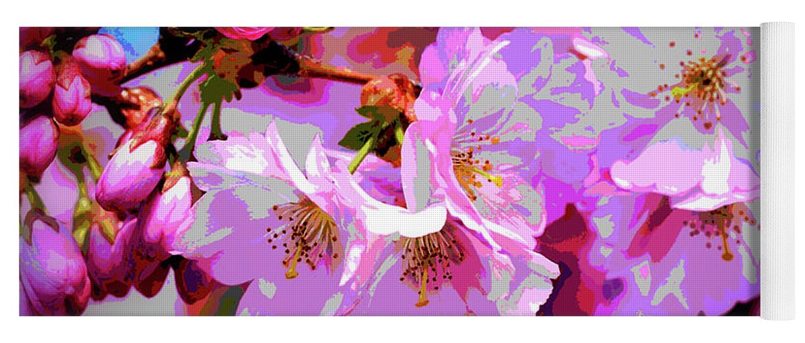 Blossom Yoga Mat featuring the digital art CherryBlossom Magic by Mimulux Patricia No