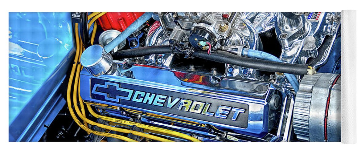 Automotive Yoga Mat featuring the photograph Chevrolet Valve Cover Blues by David Lawson