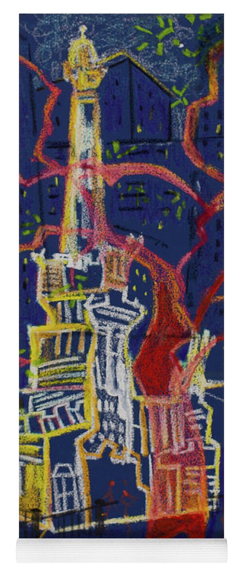 Chicago Water Tower Yoga Mat featuring the painting Chicago Water Tower by Cherie Salerno