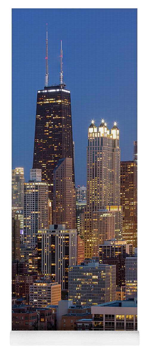 3scape Yoga Mat featuring the photograph Chicago's Streeterville at Dusk Vertical by Adam Romanowicz