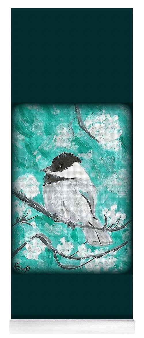 Chickadee Painting Yoga Mat featuring the painting Chickadee by Monica Resinger