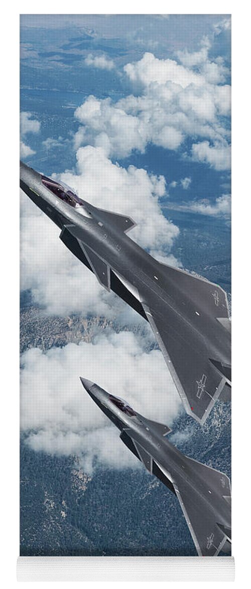 People's Liberation Army Air Force Yoga Mat featuring the digital art Chinese J-20 Stealth Fighters by Erik Simonsen