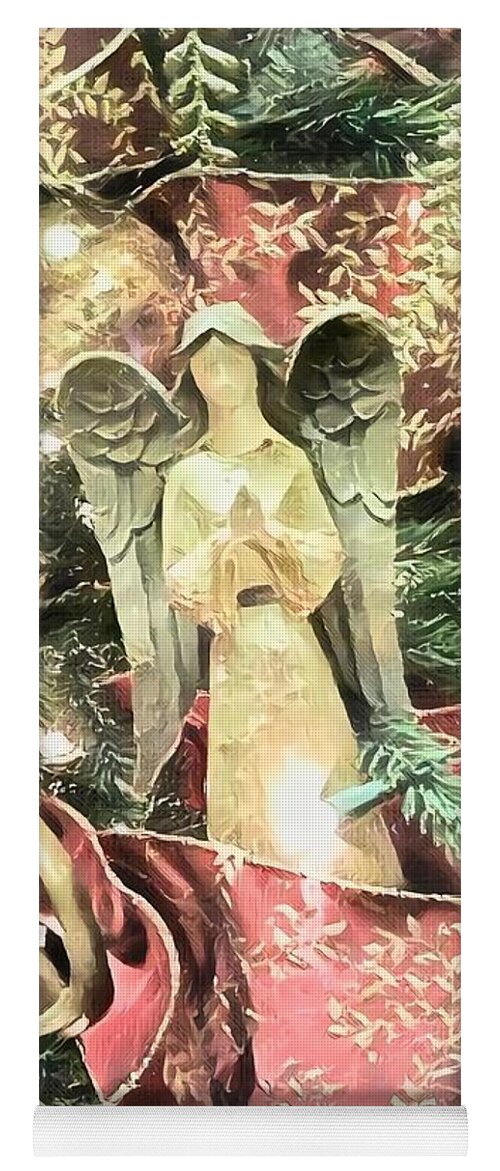 Holiday Yoga Mat featuring the photograph Christmas Angel Greeting by Rachel Hannah