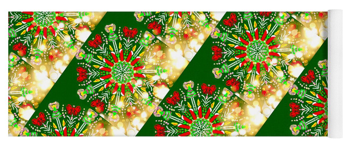 Christmas Yoga Mat featuring the digital art Christmas Candle Mandala Joy Spiral 2 by Eileen Backman