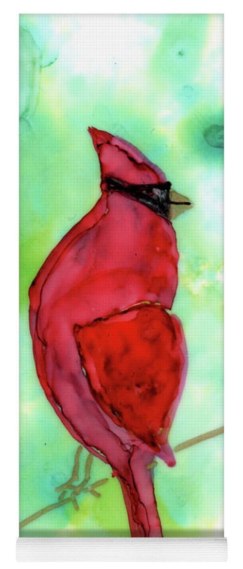 Bird Yoga Mat featuring the painting Christmas Cardinal by Mary Benke
