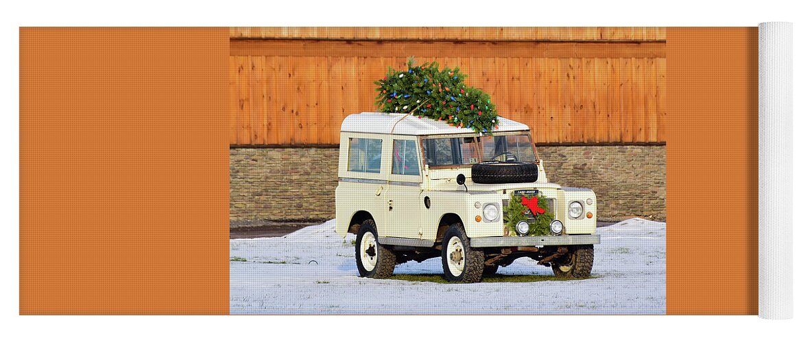 Land Rover Yoga Mat featuring the photograph Christmas Land Rover by Nicole Lloyd