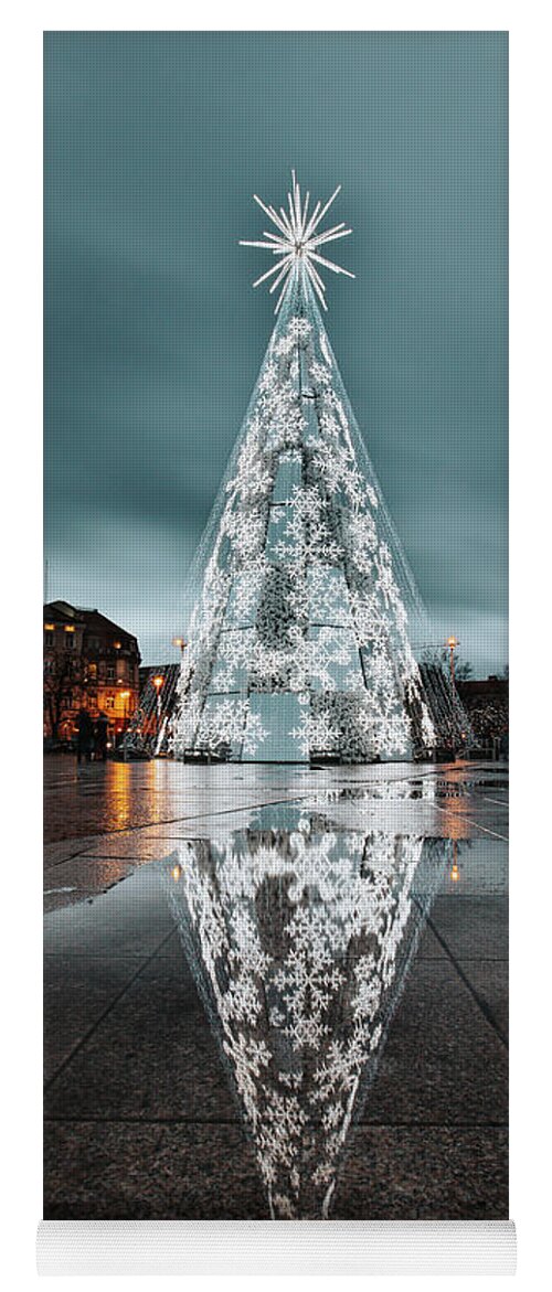 Sightseeing Yoga Mat featuring the photograph Christmas Vilnius under dramatic skies by Vaclav Sonnek