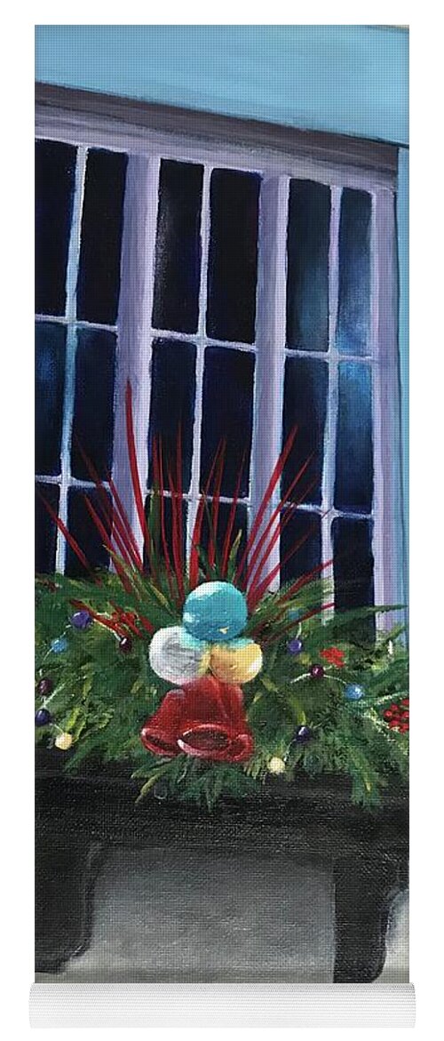 Holiday Yoga Mat featuring the painting Christmas Window Box by Deborah Naves
