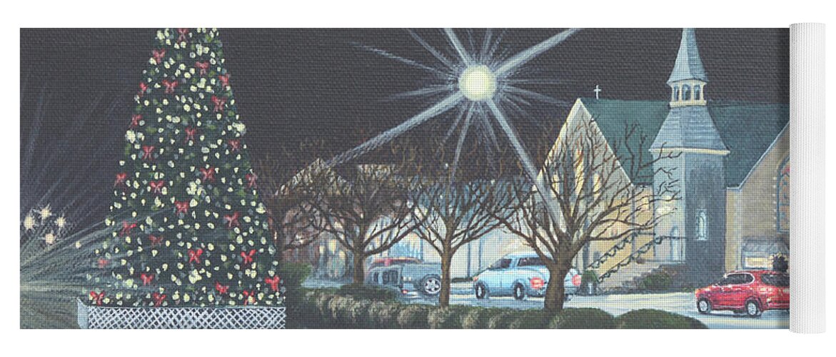 Christmastime Yoga Mat featuring the painting Christmastime in Leonardtown by Aicy Karbstein