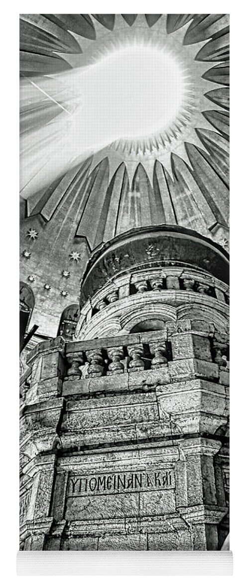 Black And White Yoga Mat featuring the photograph Church of the Holy Sepulchre by Tom Watkins PVminer pixs