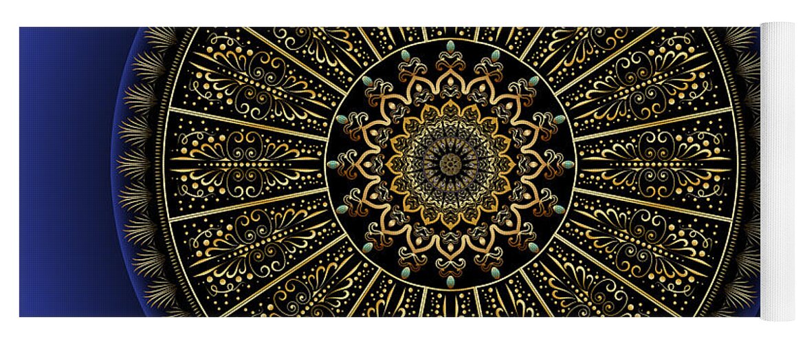 Abstract Graphic Mandala Yoga Mat featuring the digital art Circumplexical No 4132 by Alan Bennington