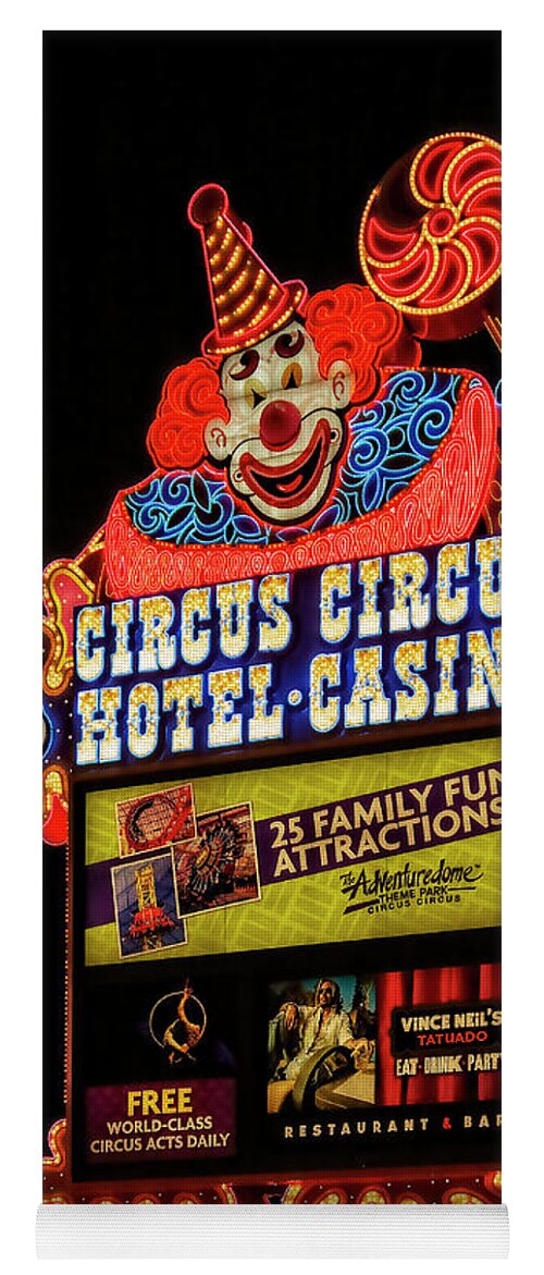 Circus Circus Yoga Mat featuring the photograph Circus Circus sign, Las Vegas by Tatiana Travelways