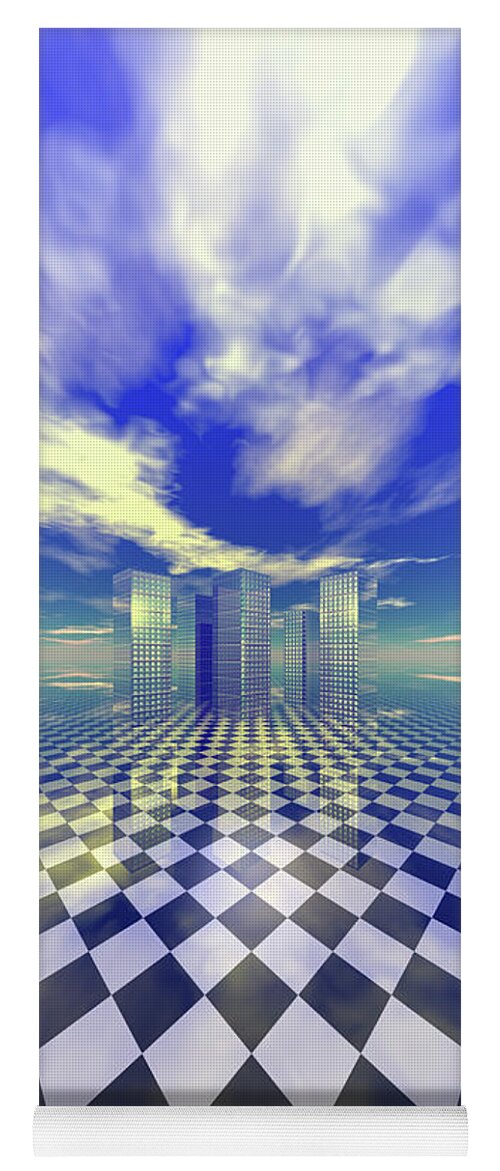 Digital Art Yoga Mat featuring the digital art City in the Clouds by Phil Perkins