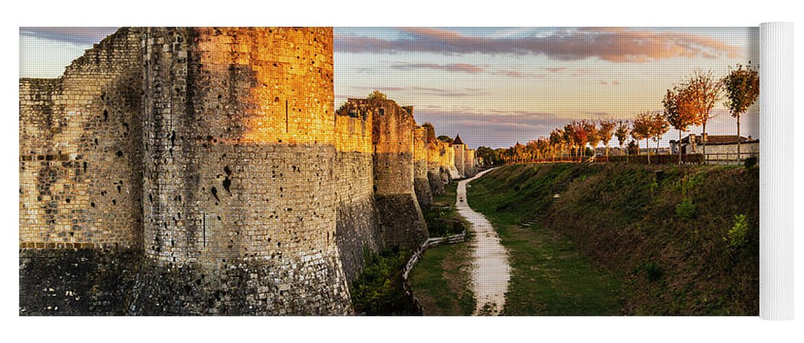 Architecture Yoga Mat featuring the photograph City wall of Provins by Fabiano Di Paolo