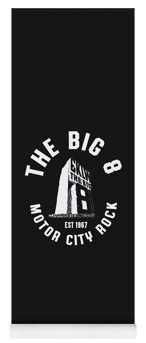 Cklw Thebig8 Radio Yoga Mat featuring the digital art CKLW The Big 8 Motor City Rock white by Thomas Leparskas