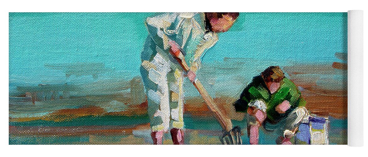 Clam Digging Yoga Mat featuring the painting Clam Digging by Diane Whitehead