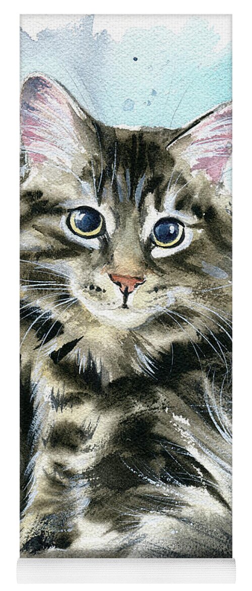 Cats Yoga Mat featuring the painting Clancy Fluffy Cat Painting by Dora Hathazi Mendes