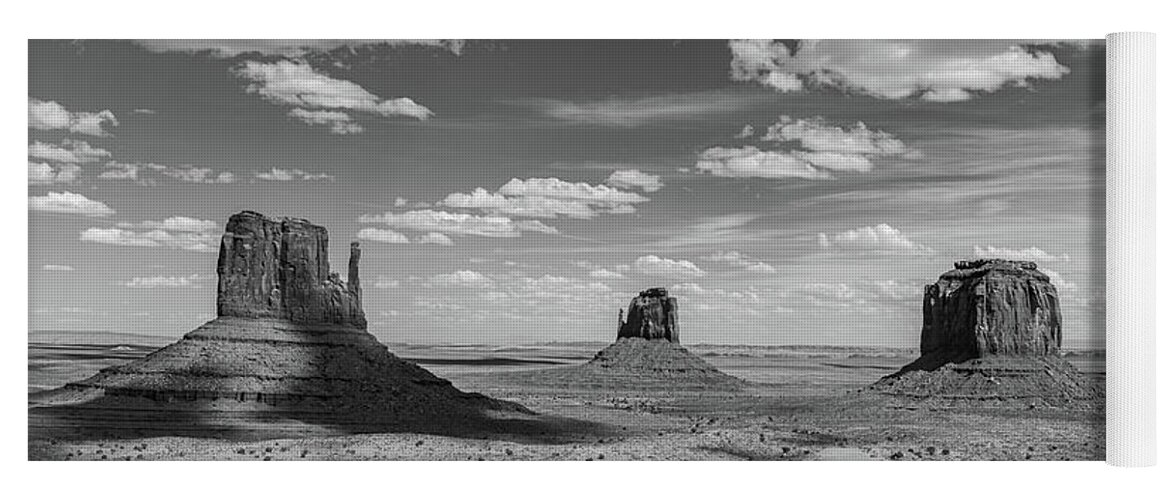 East Mitten Yoga Mat featuring the photograph Classic Monument Valley Monochrome by Paul LeSage