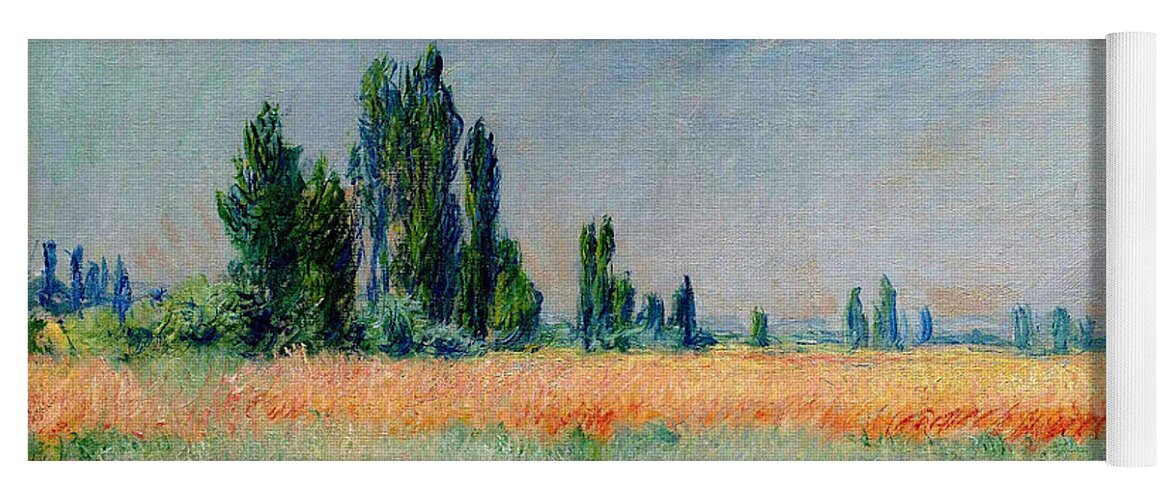 Impressionism Yoga Mat featuring the painting Claude Mone The Wheat Field by MotionAge Designs
