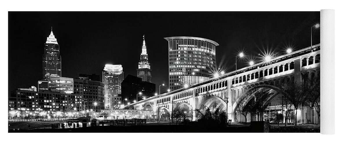Cleveland Yoga Mat featuring the photograph Cleveland Skyline by Frozen in Time Fine Art Photography