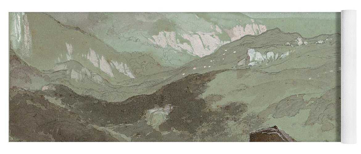 Thomas Moran Yoga Mat featuring the drawing Cliffs of Ecclesbourne Near Hastings by Thomas Moran