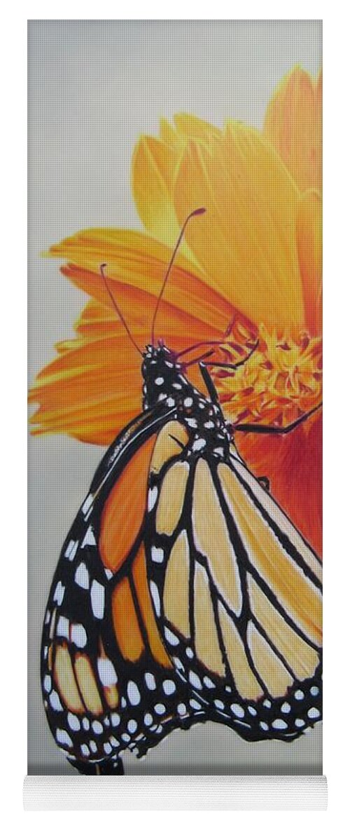Monarch Yoga Mat featuring the drawing Climb Every Flower by Kelly Speros