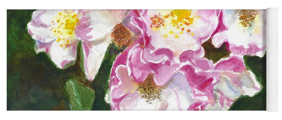 Roses Yoga Mat featuring the painting Clmbing Roses at Montsalvat by Dai Wynn
