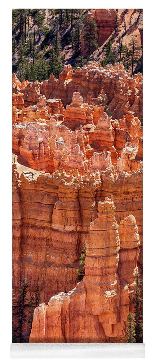 Landscape Yoga Mat featuring the photograph Closeup of the Hoodoos, unique and natural sandstone rock formations of Bryce Canyon National Park by Jane Rix