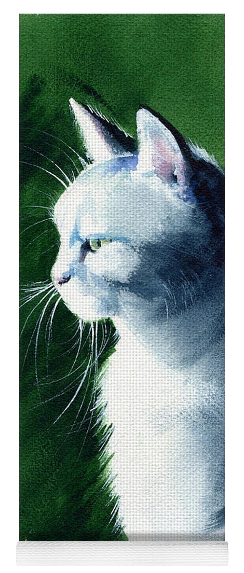 Cat-cats.white Yoga Mat featuring the painting Cloud Gazing Light - Cat Painting by Dora Hathazi Mendes