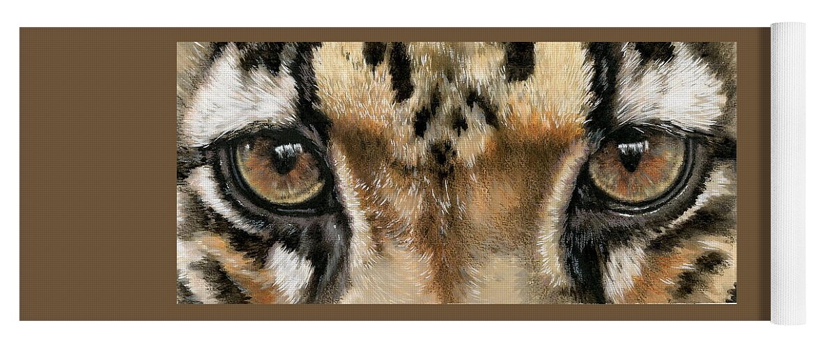 Panthera Yoga Mat featuring the painting Clouded Leopard Gaze by Barbara Keith