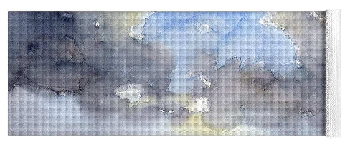 Watercolor Yoga Mat featuring the painting Clouds over the sea by Adriana Mueller
