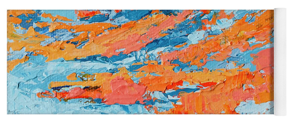 Sky Painting Yoga Mat featuring the painting Cloudscape Orange Sunset Over and Open Field by Patricia Awapara