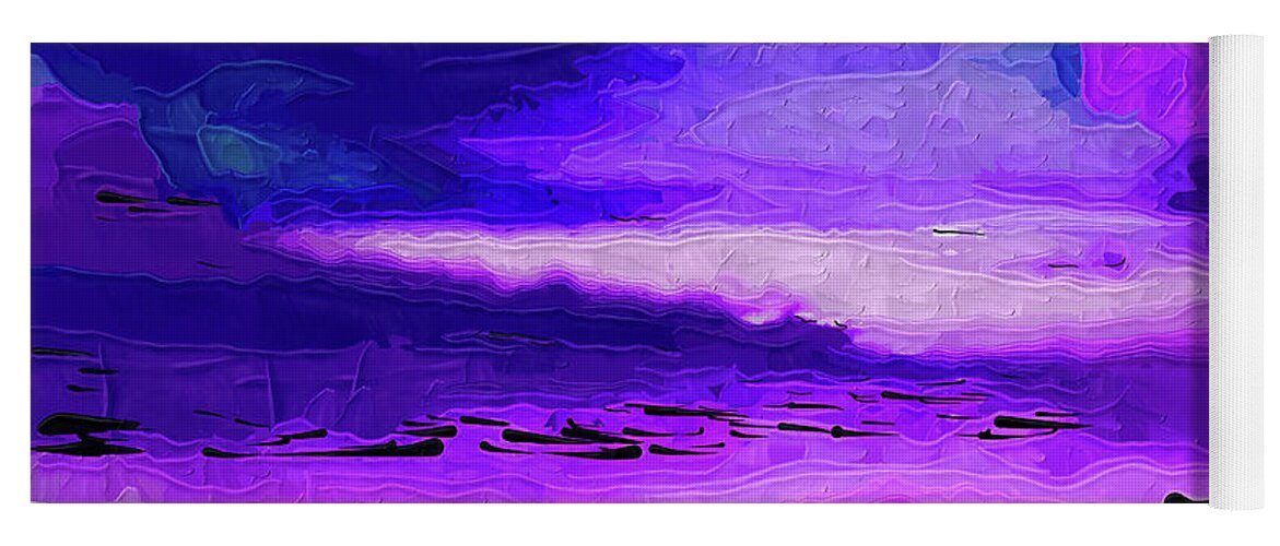 Abstract Yoga Mat featuring the digital art Cloudy Ocean Sunset by Kirt Tisdale