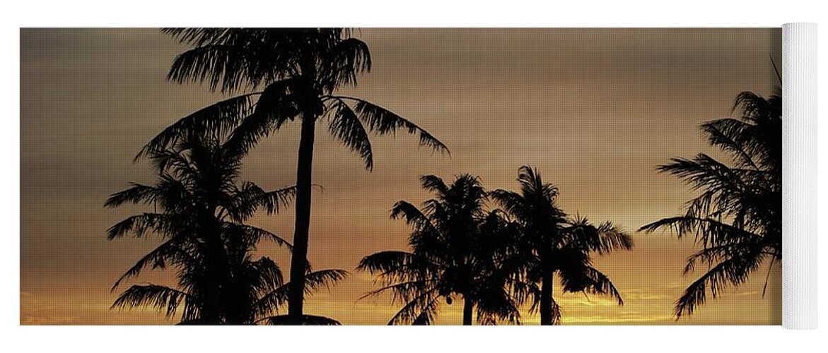 Coconut Yoga Mat featuring the photograph Coconut trees at sunset by On da Raks