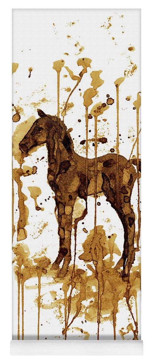 Coffee Painting Yoga Mat featuring the painting Coffee Foal by Zaira Dzhaubaeva