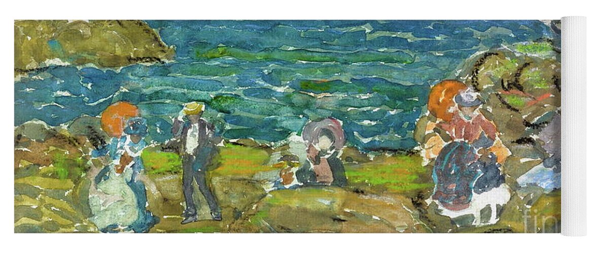 Cohasset Beach Yoga Mat featuring the painting Cohasset Beach by Maurice Prendergast