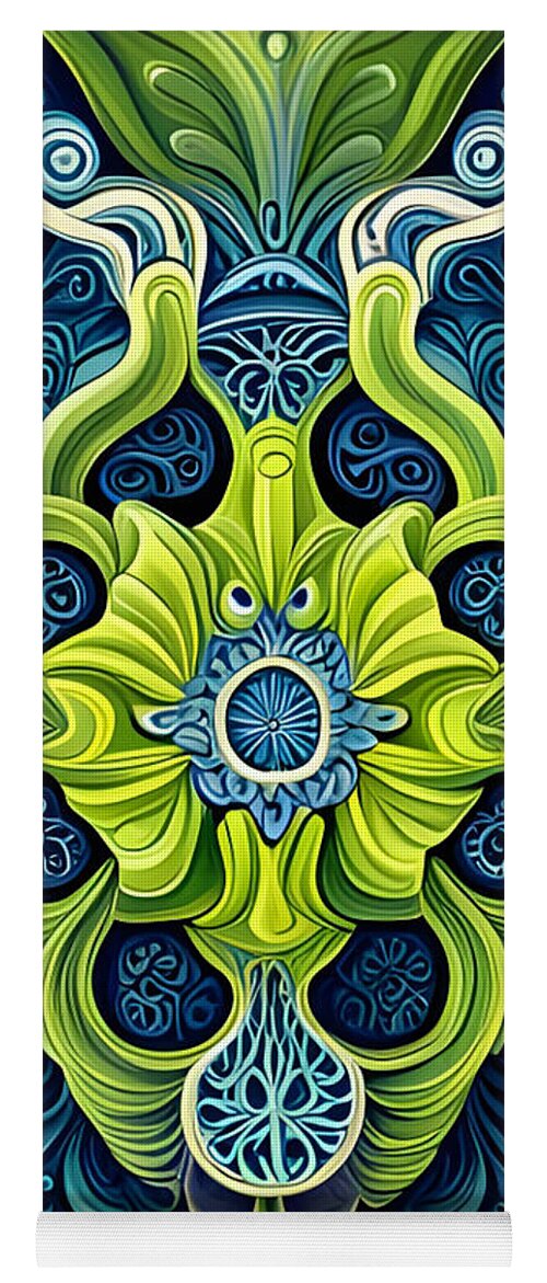 Baroque Yoga Mat featuring the digital art Collar of Reflection Baroque Pattern by Dujuan Robertson
