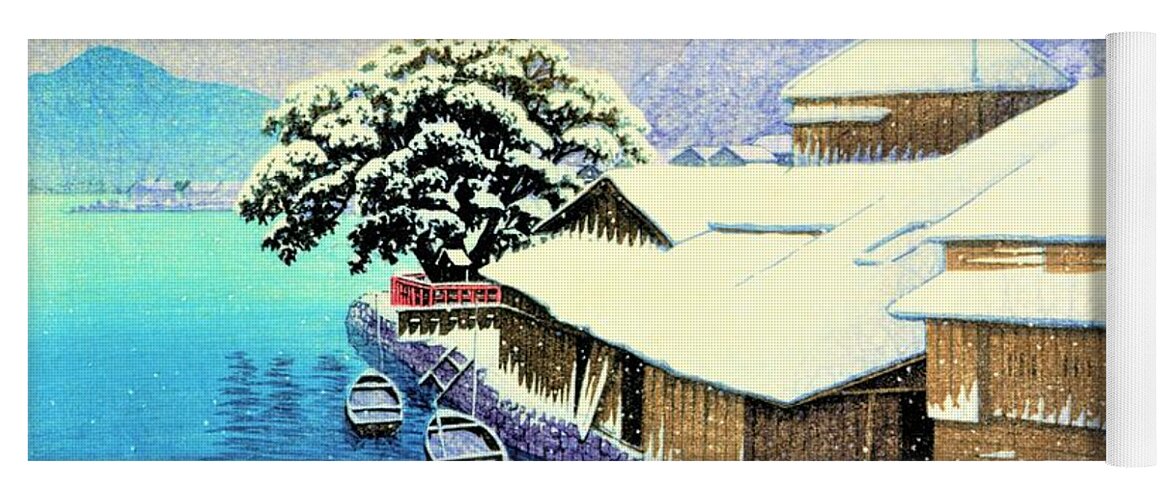 Kawase Hasui Yoga Mat featuring the painting Collection of Scenic Views of Japan, Eastern Japan Edition, Ishinomaki in Snow by Kawase Hasui