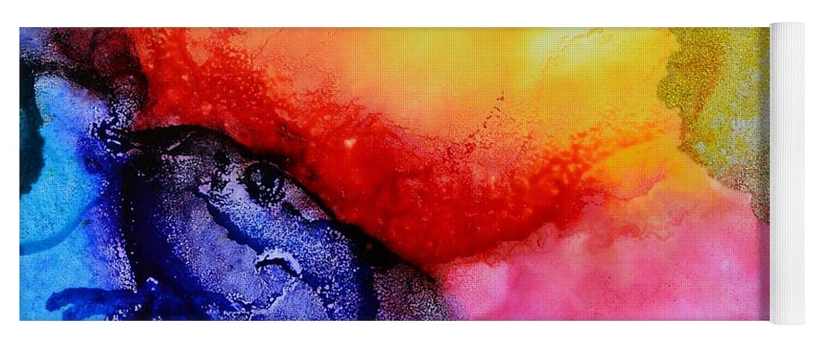 Color Burst Yoga Mat featuring the painting Color burst - Abstract Alcohol ink Painting by Marianna Mills