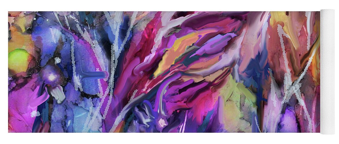 Colorful Abstract Yoga Mat featuring the mixed media Color Me Happy by Jean Batzell Fitzgerald
