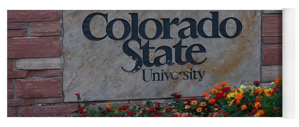 Colorado State Yoga Mat featuring the photograph Colorado State University sign by Eldon McGraw