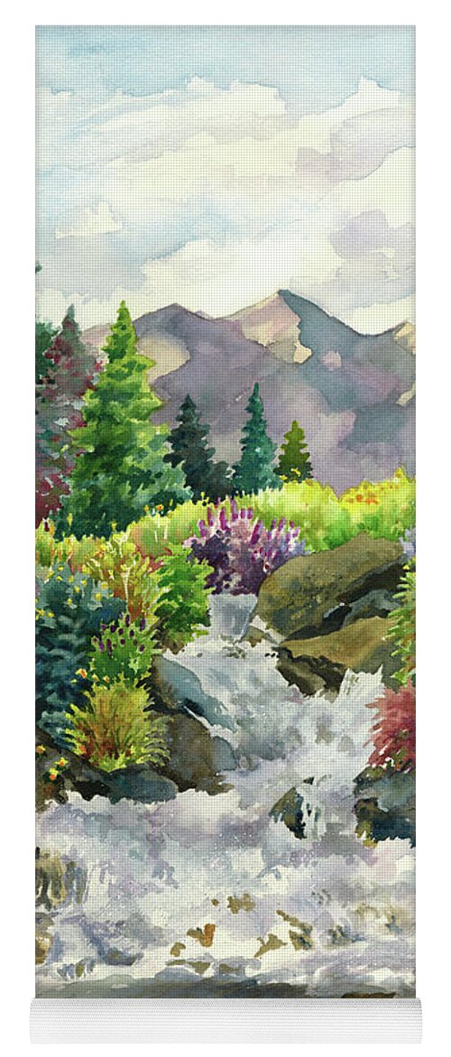  Colorado Art Paintings Yoga Mat featuring the painting Colorado Waterfall by Anne Gifford