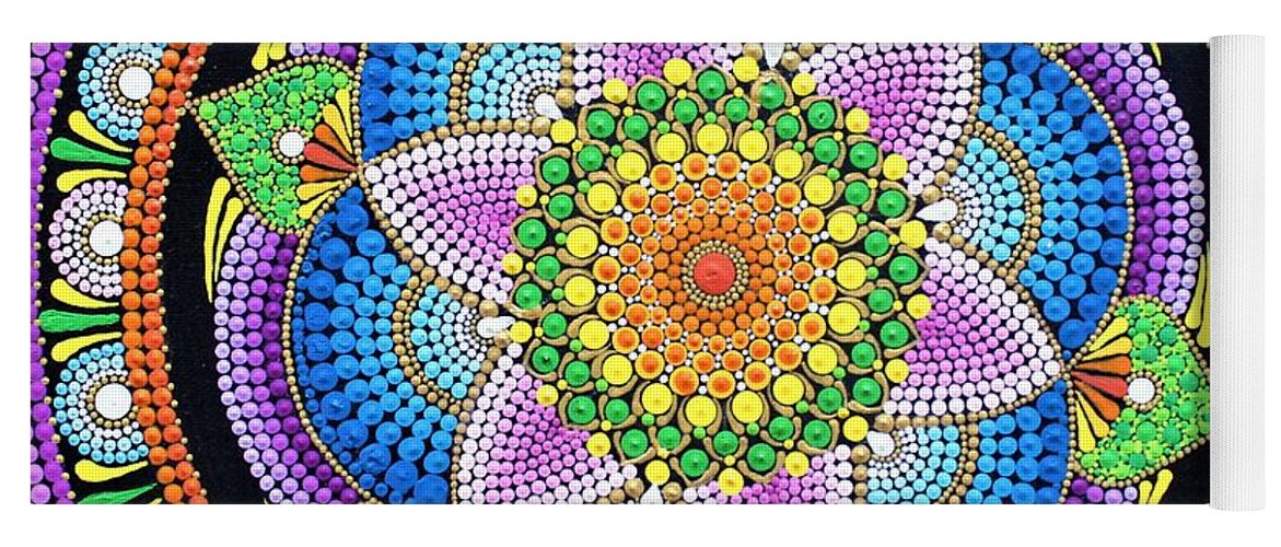 Mandala Yoga Mat featuring the painting Colorblast Mandala by Archana Gautam