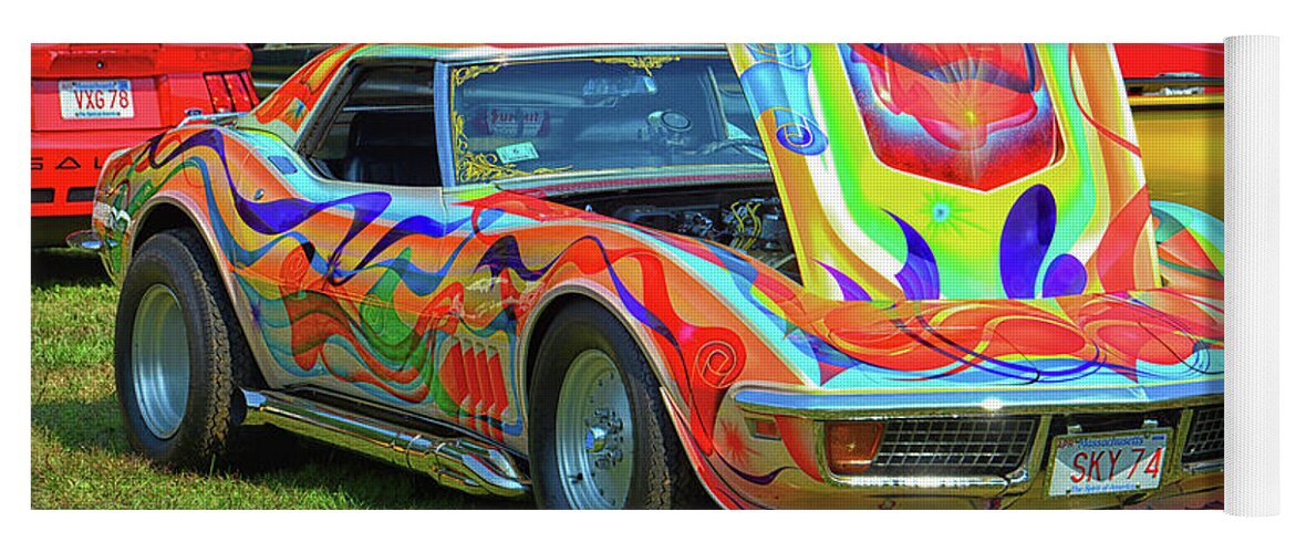 Car Yoga Mat featuring the photograph Colorful '69 Stingray by Mike Martin