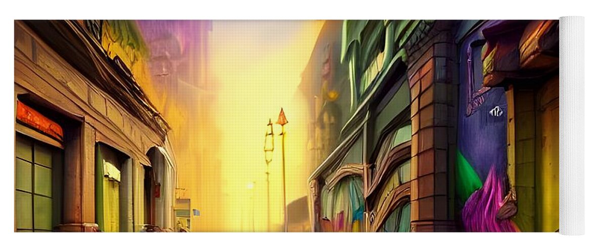 Digital Yoga Mat featuring the digital art Colorful Alley by Beverly Read